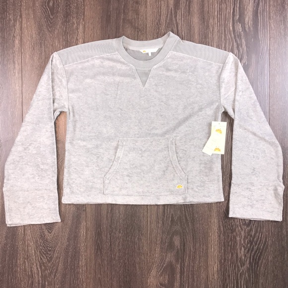 C&C California Women’s Retro Style Sheer Mesh Back Grey Sweatshirt Sz S UM4099C - Picture 4 of 13